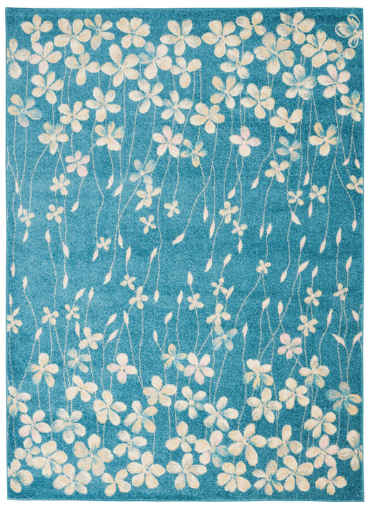 Nourison Tranquil 5'3" x 7'3" Turquoise Contemporary Indoor Rug