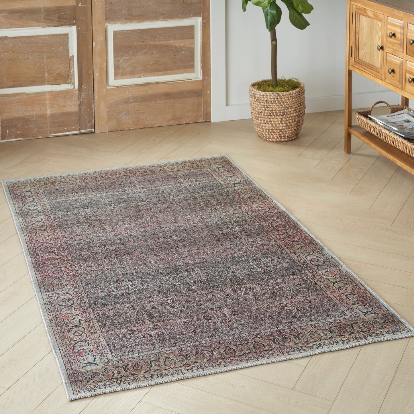 Nourison Grand Washables 4' x 6' Emerald Vintage Indoor Rug
