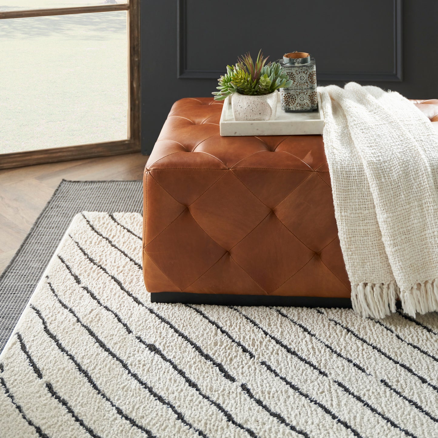 Nourison Modern Comfort 7'10" x 9'10" Ivory Black Scandinavian Indoor Rug