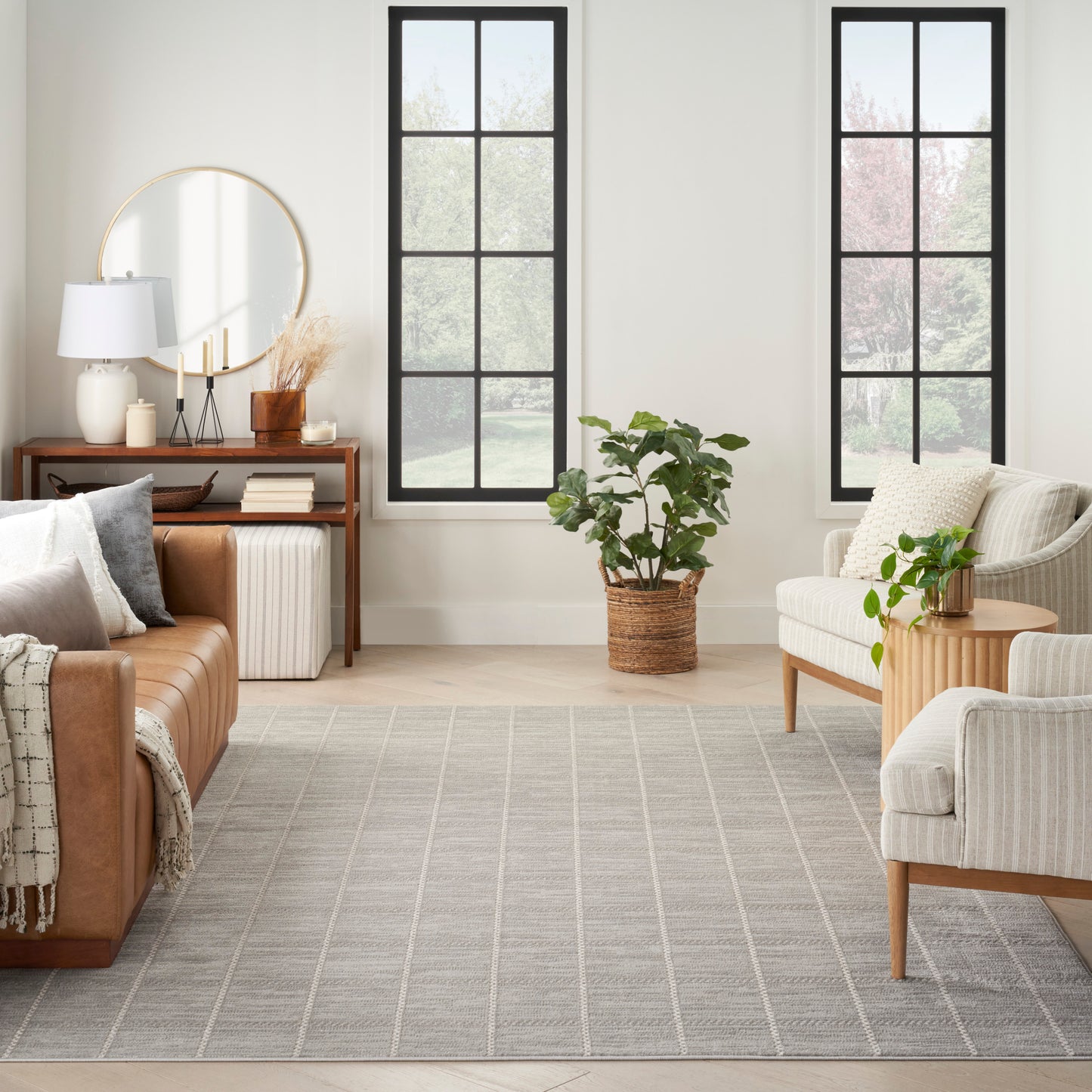 Nourison Serenity Home 9' x 12' Light Grey Modern Indoor Rug