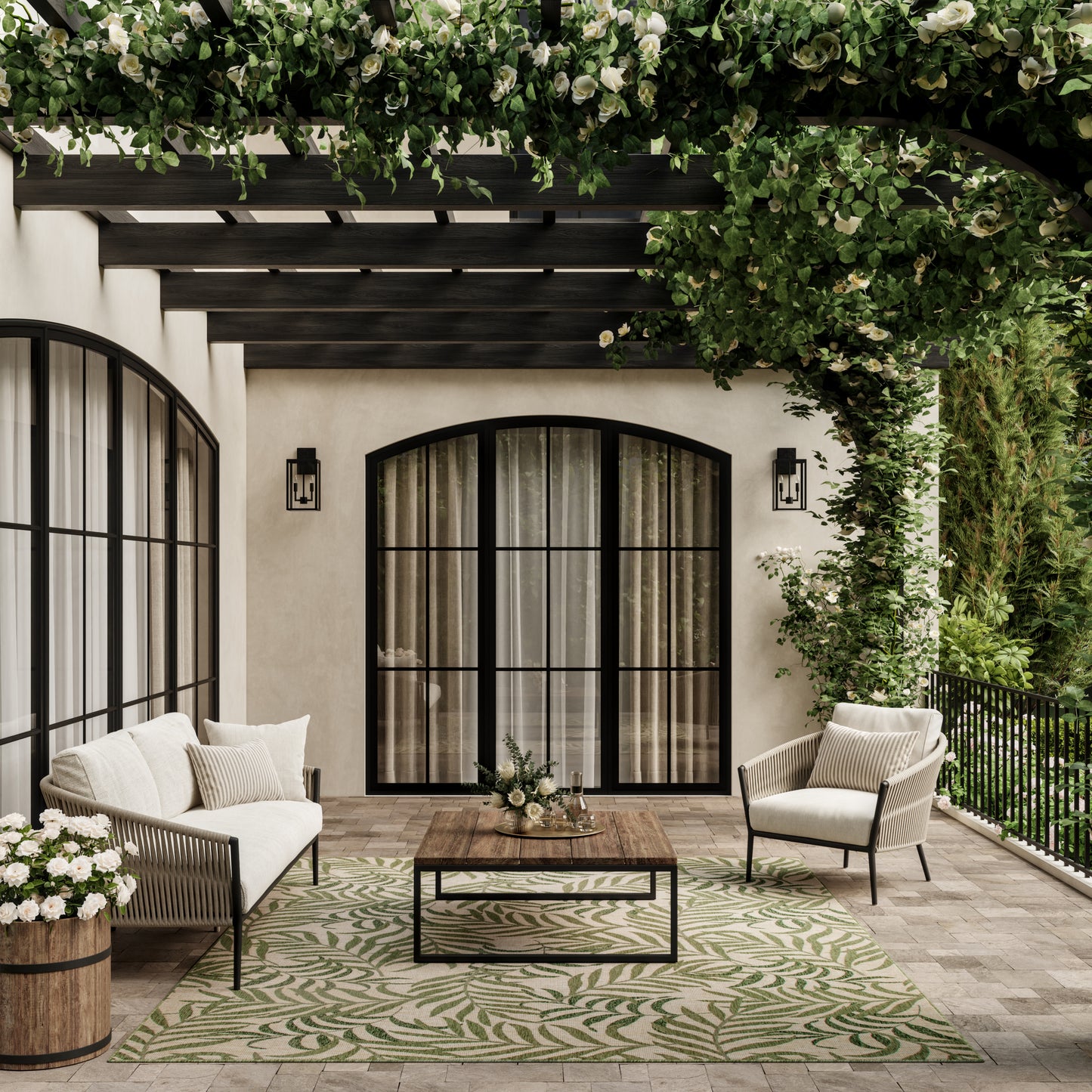 Nourison Garden Oasis 10' x 14' Ivory Green Tropical Rug