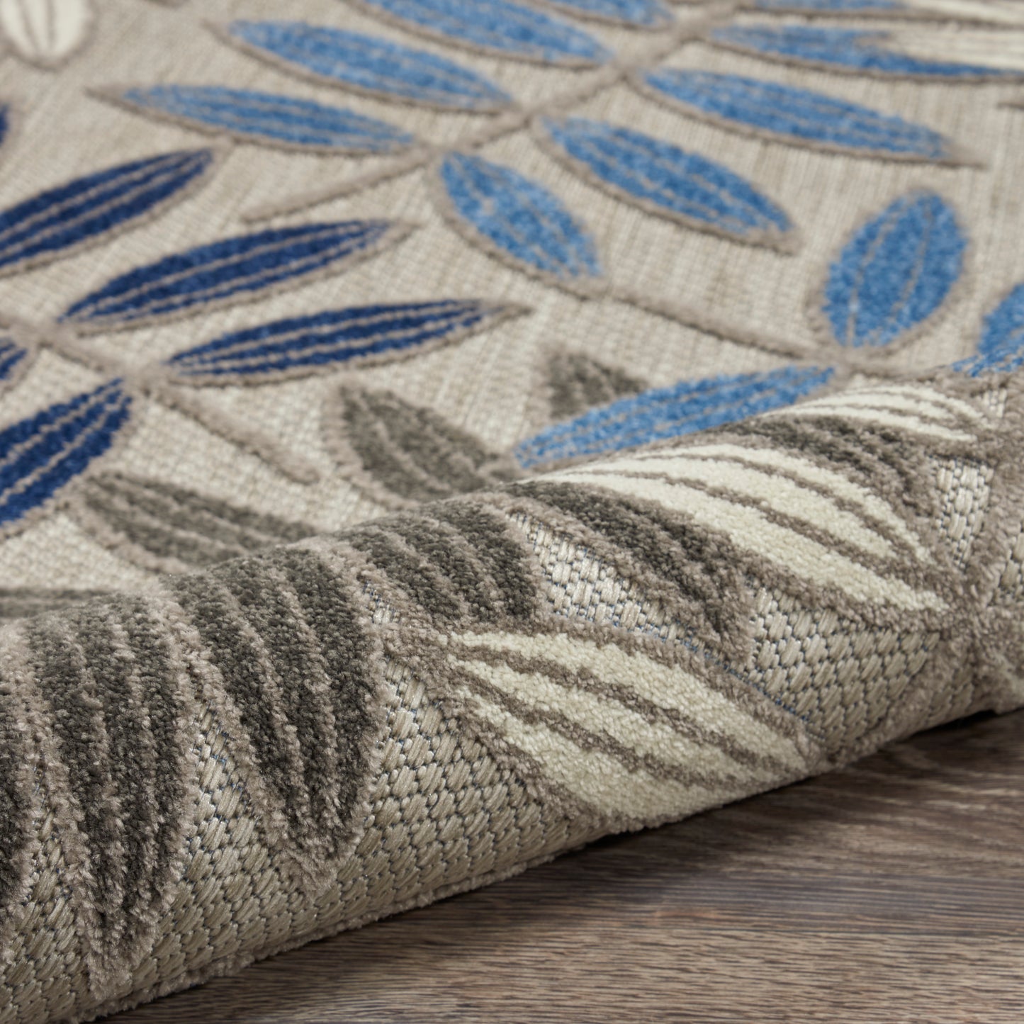 Nourison Aloha 9'6" x 13' Grey/Blue Tropical Rug