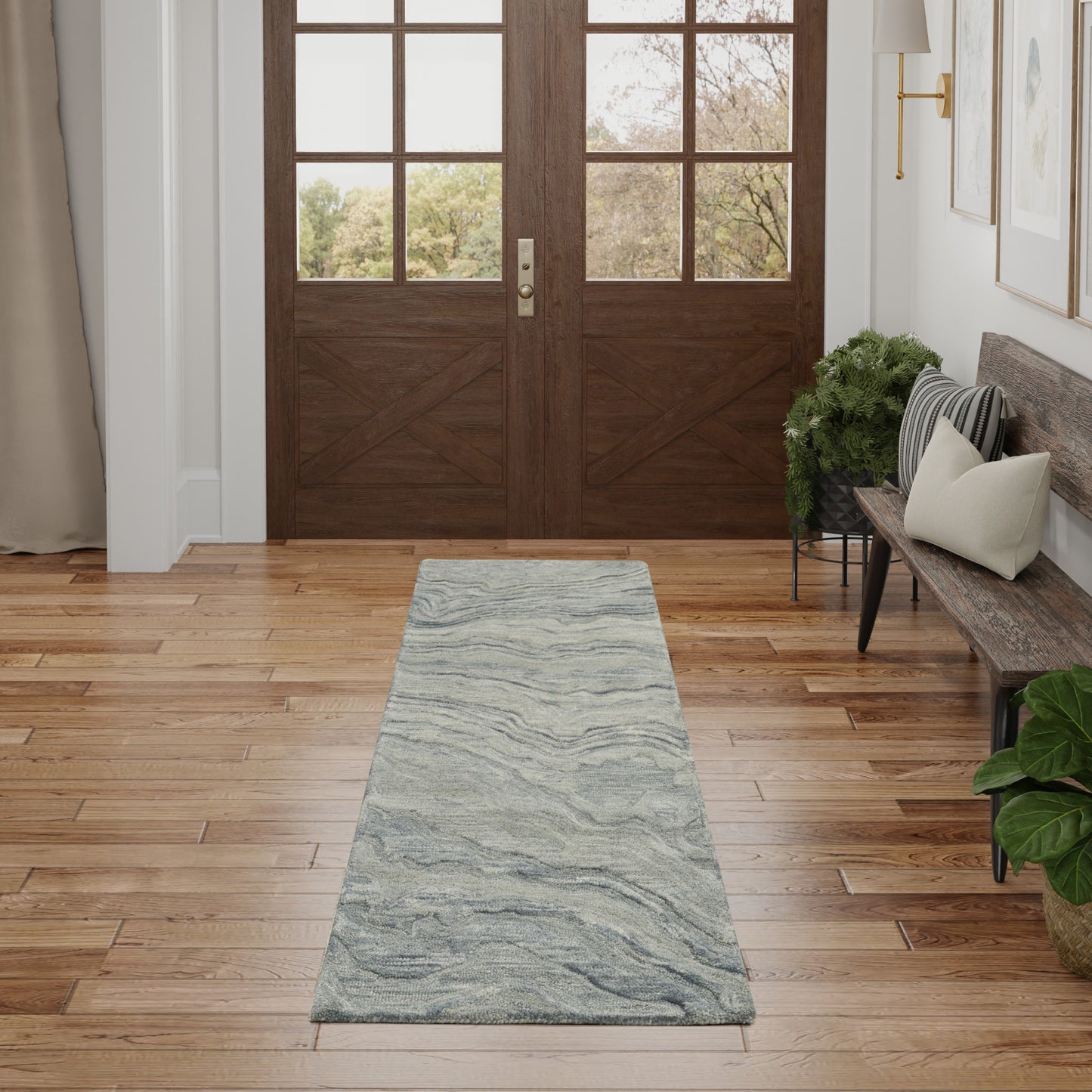 Nourison Graceful 2'3" x 7'6" Blue Modern Indoor Rug