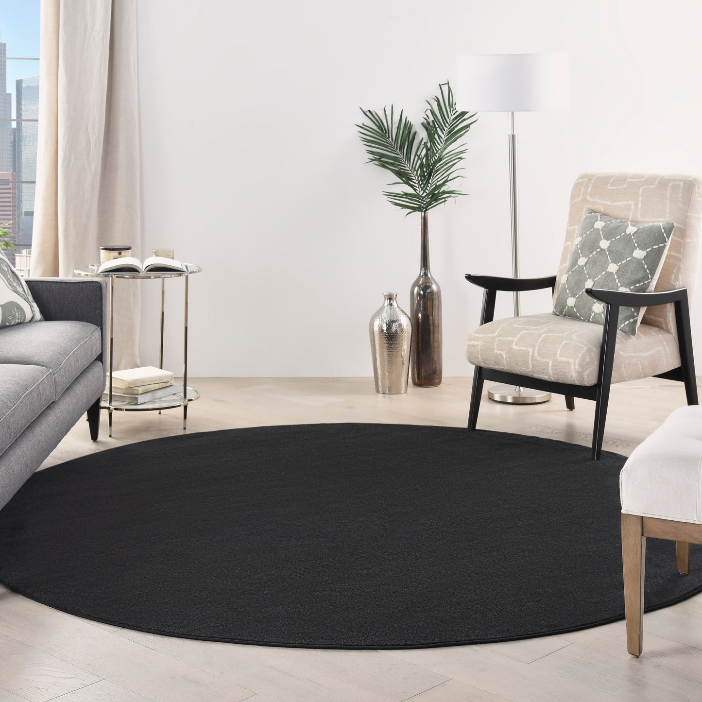 Nourison Nourison Essentials 10' x Round Black Outdoor Rug