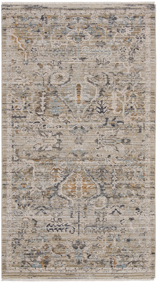 Nourison Lynx 2'6" x 4'6" Ivory Taupe Vintage Indoor Rug