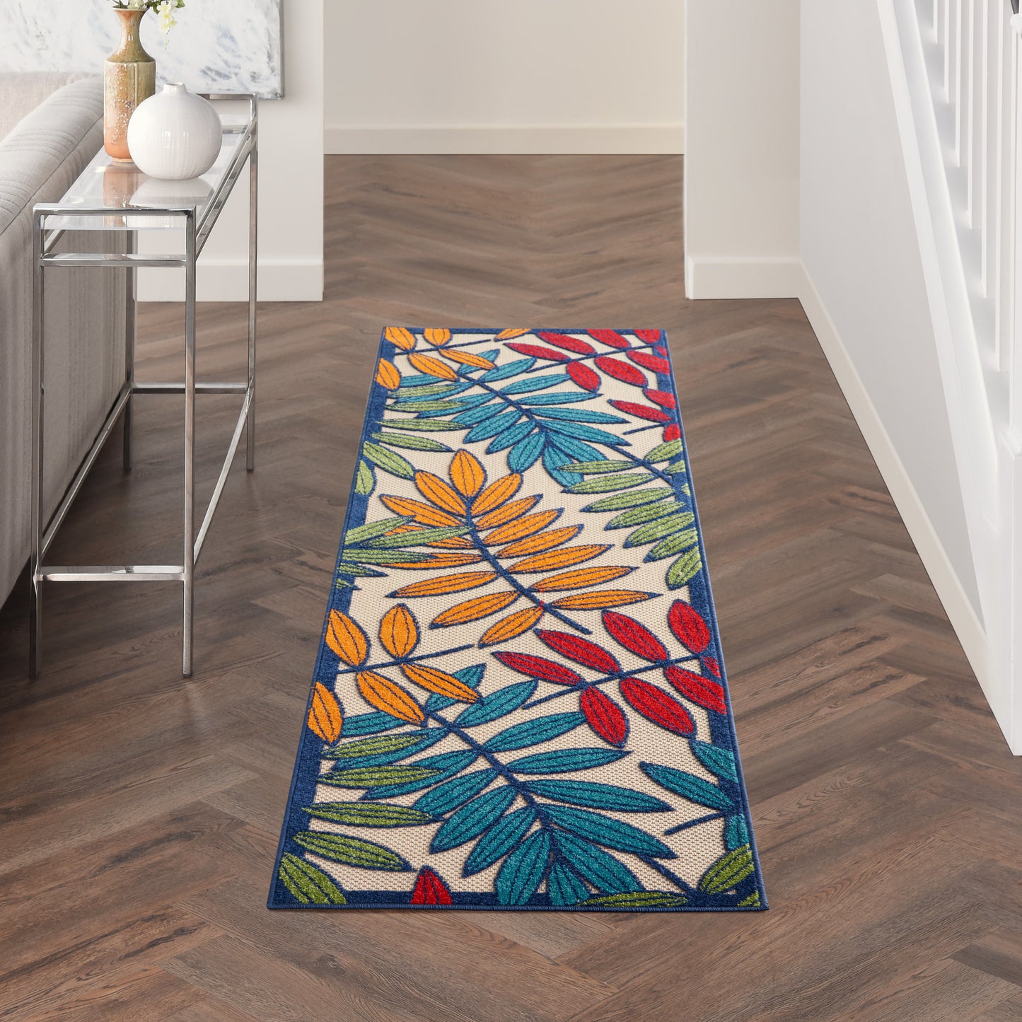 Nourison Aloha 2'3" x 8' Multicolor Tropical Rug