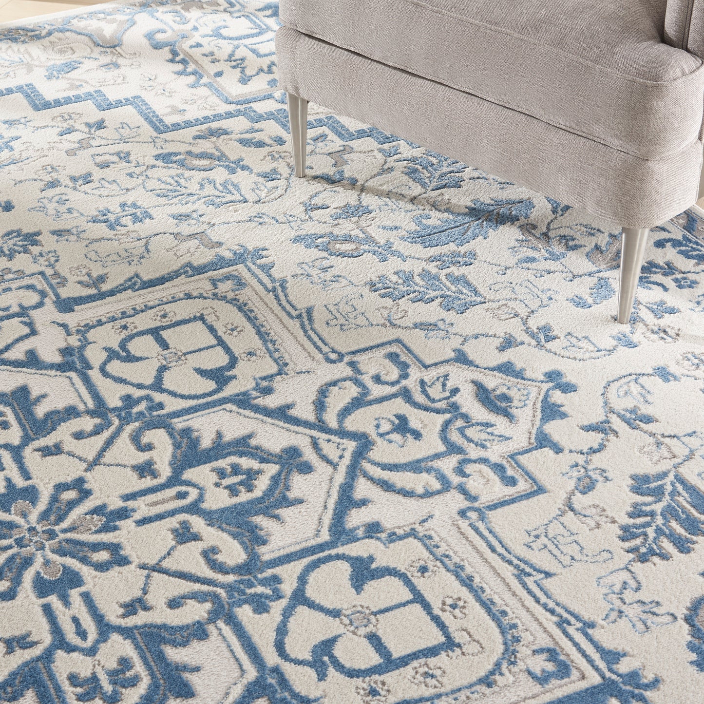 Nourison Elation 9' x 12' Ivory Blue Bohemian Indoor Rug