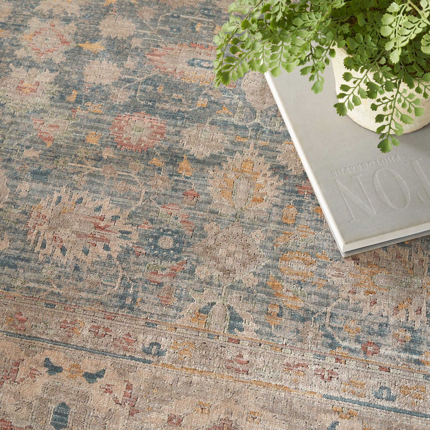 Nourison Luxurious 9'10" x 12'6" Ivory Blue Vintage Indoor Rug